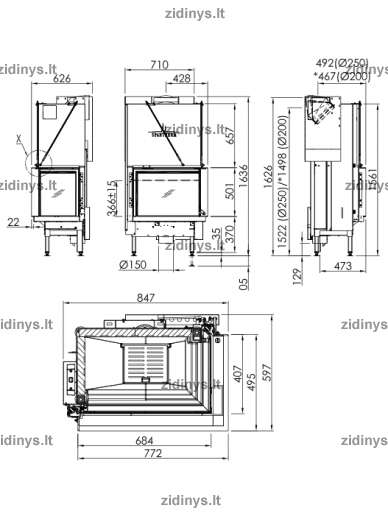 Židinio ugniakuras SPARTHERM Premium V-2R-68h ø 200 mm 1 Židinio ugniakuras SPARTHERM Premium V-2R-68h ø 200 mm 1