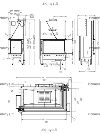 Židinio ugniakuras SPARTHERM Premium V-2R-80h ø 200 mm 1 Židinio ugniakuras SPARTHERM Premium V-2R-80h ø 200 mm 1