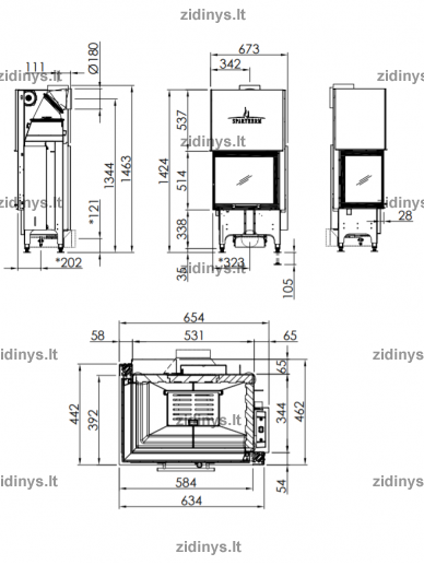 Židinio ugniakuras SPARTHERM Varia 2L-55h-4S 1 Židinio ugniakuras SPARTHERM Varia 2L-55h-4S 1