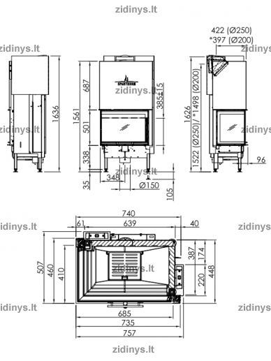 Židinio ugniakuras SPARTHERM Varia 2L-68h-4S 1 Židinio ugniakuras SPARTHERM Varia 2L-68h-4S 1