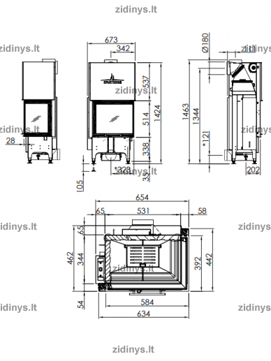 Židinio ugniakuras SPARTHERM Varia 2R-55h-4S 1 Židinio ugniakuras SPARTHERM Varia 2R-55h-4S 1