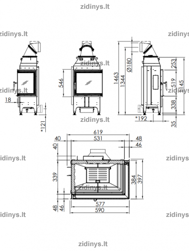 Židinio ugniakuras SPARTHERM Varia 2R-55h-4S 1 Židinio ugniakuras SPARTHERM Varia 2R-55h-4S 1