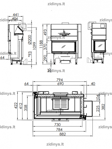 Židinio ugniakuras SPARTHERM Varia AS-2Lh-4S 1 Židinio ugniakuras SPARTHERM Varia AS-2Lh-4S 1