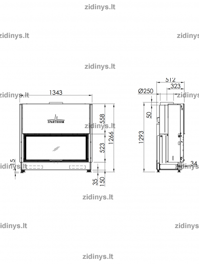 Židinio ugniakuras SPARTHERM Varia Bh 120-4S 1 Židinio ugniakuras SPARTHERM Varia Bh 120-4S 1