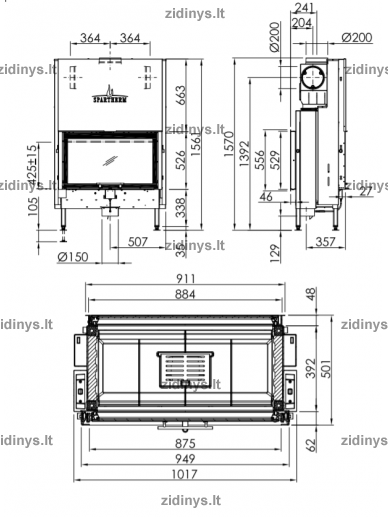 Židinio ugniakuras SPARTHERM Varia FD-87h 1 Židinio ugniakuras SPARTHERM Varia FD-87h 1