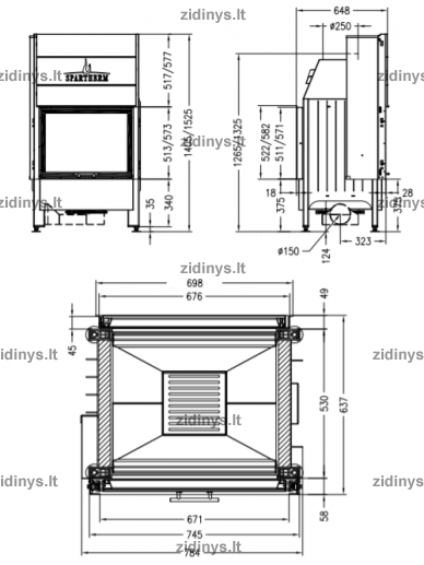 Židinio ugniakuras SPARTHERM Varia FD51,3h-4S 1 Židinio ugniakuras SPARTHERM Varia FD51,3h-4S 1