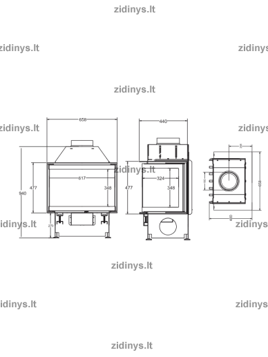 Židinys Acaminetti Crystal 60 open side 1 Židinys Acaminetti Crystal 60 open side 1