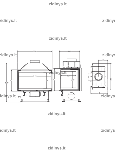 Židinys Acaminetti Crystal 70 open side 1 Židinys Acaminetti Crystal 70 open side 1