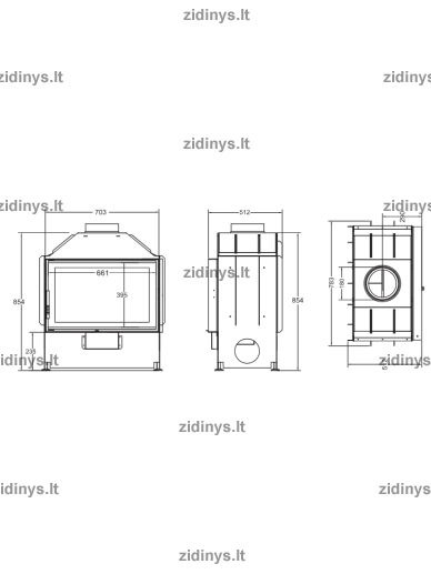 Židinys Acaminetti Flat 60 open side 1 Židinys Acaminetti Flat 60 open side 1