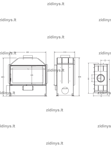 Židinys Acaminetti Flat 70 open side 2