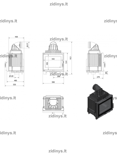 Židinys KRATKI Franek 10 kw Deco 2