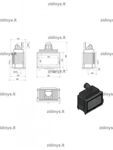 Židinys KRATKI Franek 14 kw Deco 3