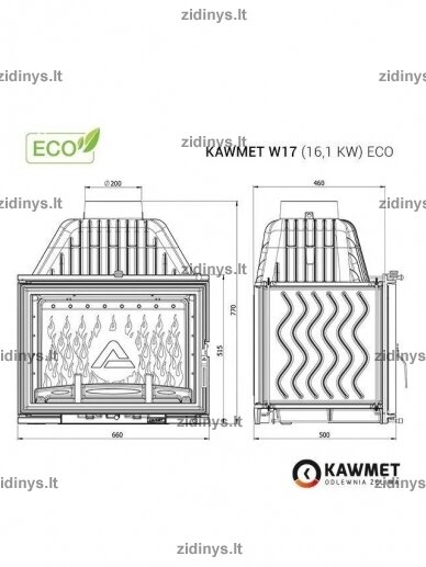 Židinys KAWMET W17 3