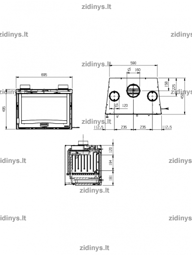 Židinys NORDICA 70 H49 - Ventilato 1 Židinys NORDICA 70 H49 - Ventilato 1