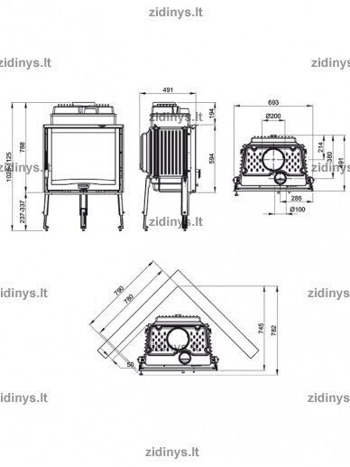 Židinys NORDICA Focolare 70 Piano 4