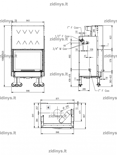 Židinys NORDICA TermoCamino WF 25 X D.S.A 6 Židinys NORDICA TermoCamino WF 25 X D.S.A 6
