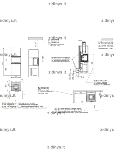 Židinys su apdaila Jotul FS 520 FRL 3 Židinys su apdaila Jotul FS 520 FRL 3