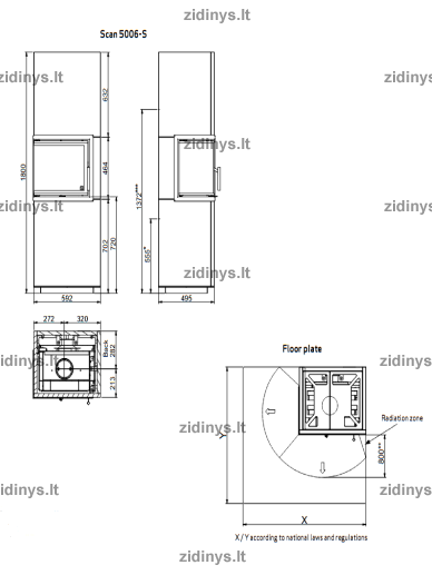 Židinys su apdaila Scan 5006-S FR 2