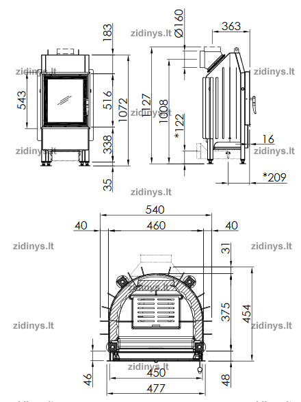 Židinio ugniakuras SPARTHEM Mini R1V510-4S 1 Židinio ugniakuras SPARTHEM Mini R1V510-4S 1