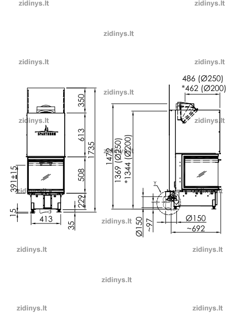 Židinio ugniakuras SPARTHERM Arte U-50h-4S 1 Židinio ugniakuras SPARTHERM Arte U-50h-4S 1