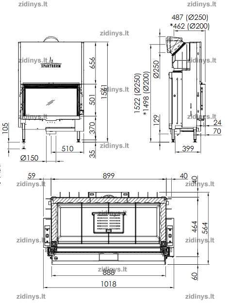 Židinio ugniakuras SPARTHERM Premium V-1V-87h ø 200 mm 1 Židinio ugniakuras SPARTHERM Premium V-1V-87h ø 200 mm 1