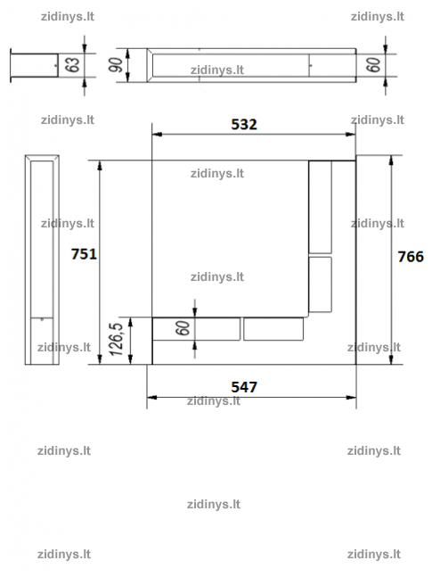 Židinio grotelės LUFT/NP/90/G 3 Židinio grotelės LUFT/NP/90/G 3
