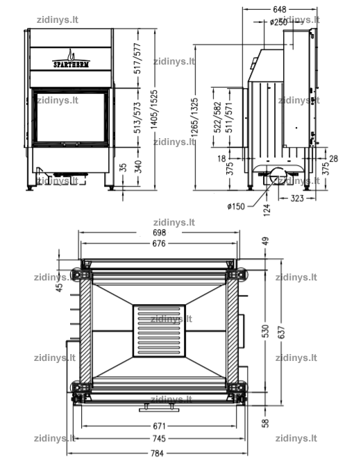 Židinio ugniakuras SPARTHERM Varia FD51,3h-4S 1 Židinio ugniakuras SPARTHERM Varia FD51,3h-4S 1