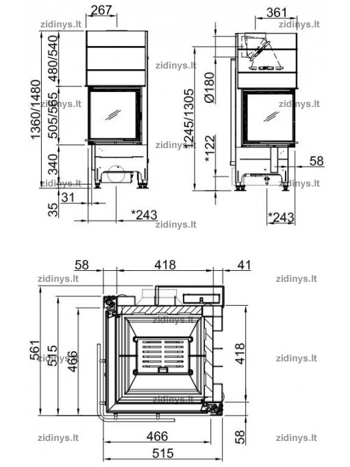Židinio ugniakuras SPARTHERM Mini 2LR50h-4S 1 Židinio ugniakuras SPARTHERM Mini 2LR50h-4S 1