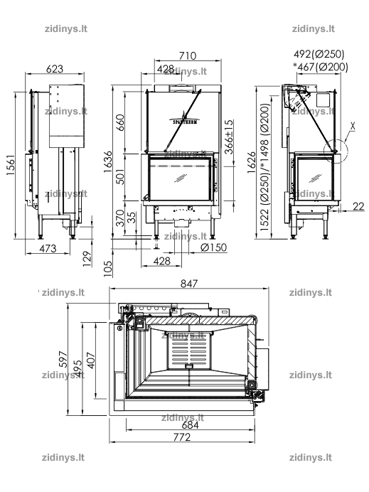 Židinio ugniakuras SPARTHERM Premium V-2L-68h ø 200 mm 1 Židinio ugniakuras SPARTHERM Premium V-2L-68h ø 200 mm 1