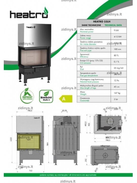 Židinys Heatro 55 LH 1 Židinys Heatro 55 LH 1