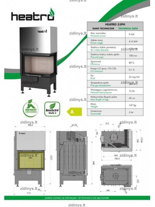 Židinys Heatro 55 PH 1 Židinys Heatro 55 PH 1