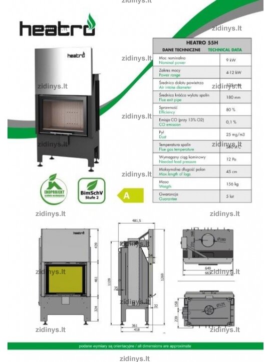 Židinys Heatro 55H 2 Židinys Heatro 55H 2
