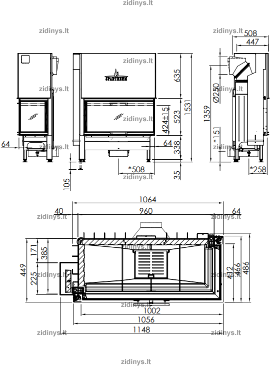 Židinio ugniakuras SPARTHERM Varia 2R-100h 1