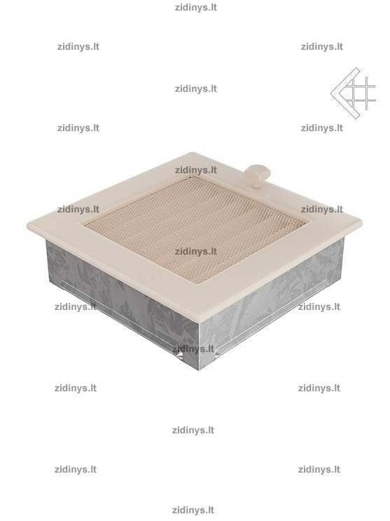 Židinio grotelės 17 x 17 kreminės su žaliuze 2 Židinio grotelės 17 x 17 kreminės su žaliuze 2
