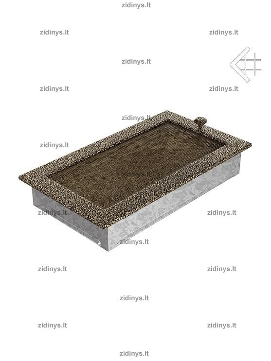 Židinio grotelės 17 x 30 juodai auksinės su žaliuze 2 Židinio grotelės 17 x 30 juodai auksinės su žaliuze 2