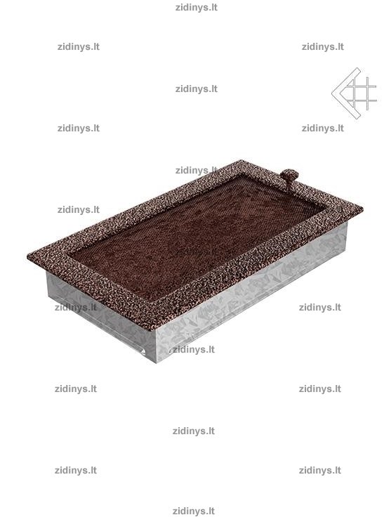 Židinio grotelės 17 x 30 juodai varinės su žaliuze 2 Židinio grotelės 17 x 30 juodai varinės su žaliuze 2