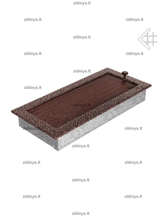 Židinio grotelės 17 x 37 juodai varinės su žaliuze 2 Židinio grotelės 17 x 37 juodai varinės su žaliuze 2