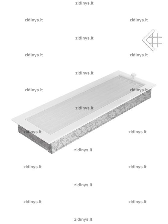 Židinio grotelės 17 x 49 baltos su žaliuze 2 Židinio grotelės 17 x 49 baltos su žaliuze 2
