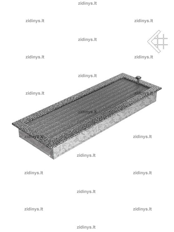 Židinio grotelės 17 x 49 juodai sidabrinės su žaliuze 2 Židinio grotelės 17 x 49 juodai sidabrinės su žaliuze 2