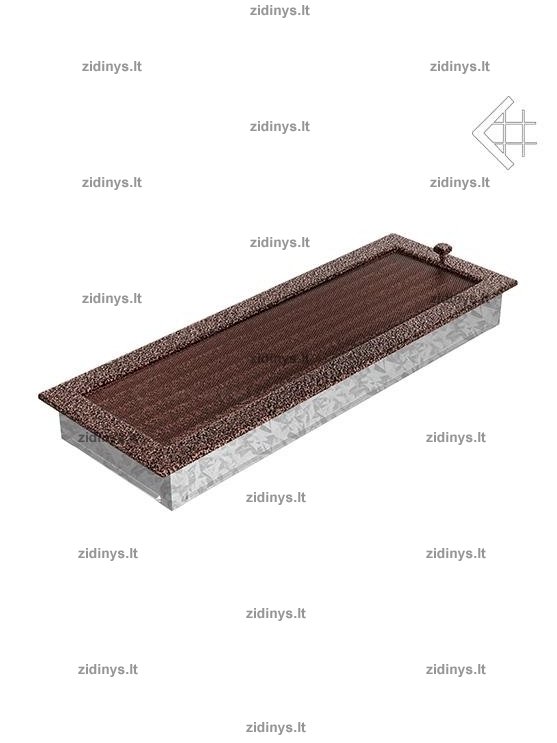 Židinio grotelės 17 x 49 juodai varinės su žaliuze 2 Židinio grotelės 17 x 49 juodai varinės su žaliuze 2