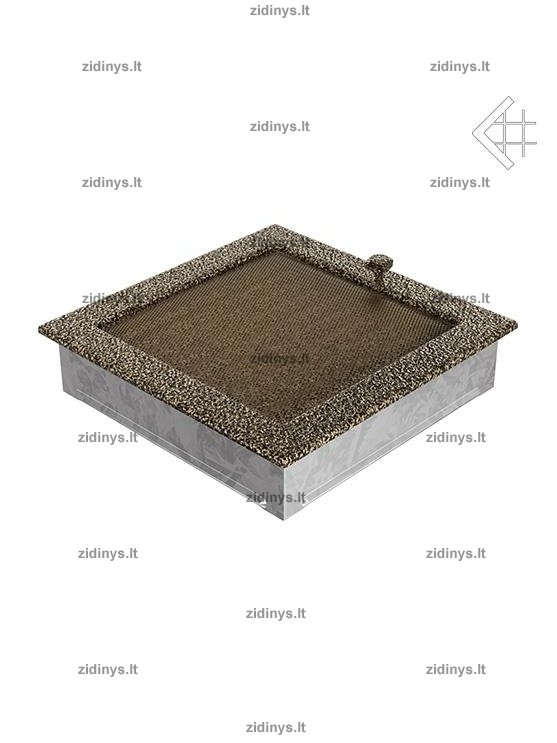 Židinio grotelės 22 x 22 juodai auksinės su žaliuze 2 Židinio grotelės 22 x 22 juodai auksinės su žaliuze 2