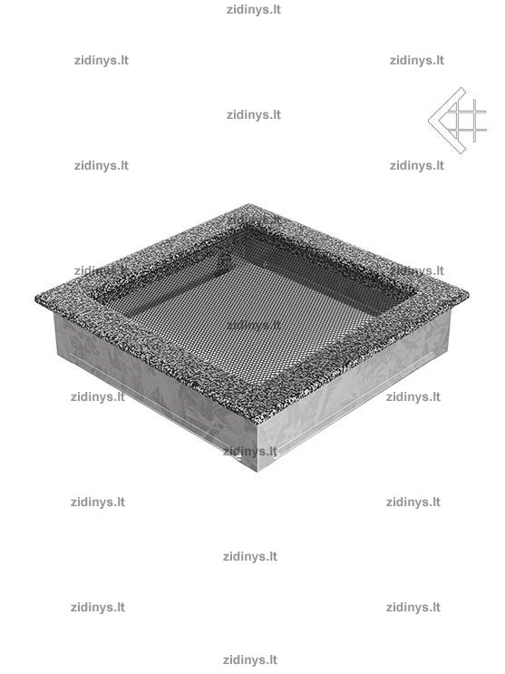Židinio grotelės 22 x 22 juodai sidabrinės 1 Židinio grotelės 22 x 22 juodai sidabrinės 1