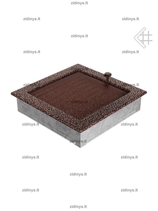 Židinio grotelės 22 x 22 juodai varinės su žaliuze 2 Židinio grotelės 22 x 22 juodai varinės su žaliuze 2