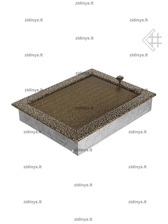 Židinio grotelės 22 x 30 juodai auksinės su žaliuze 2 Židinio grotelės 22 x 30 juodai auksinės su žaliuze 2