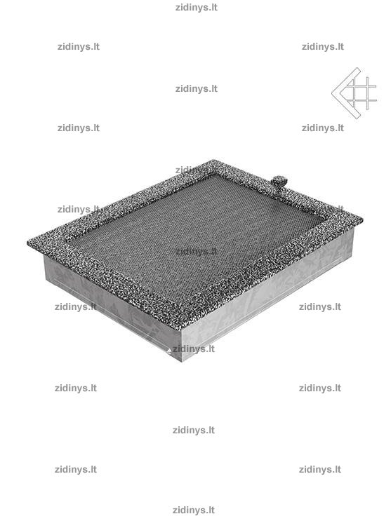 Židinio grotelės 22 x 30 juodai sidabrinės su žaliuze 2 Židinio grotelės 22 x 30 juodai sidabrinės su žaliuze 2