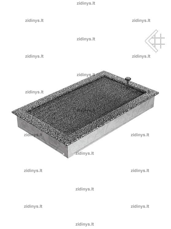 Židinio grotelės 22 x 37 juodai sidabrinės su žaliuze 2 Židinio grotelės 22 x 37 juodai sidabrinės su žaliuze 2