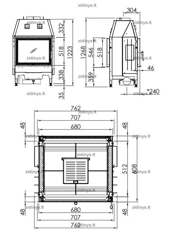 Židinio ugniakuras SPARTHERM Varia FD51-4S 1 Židinio ugniakuras SPARTHERM Varia FD51-4S 1