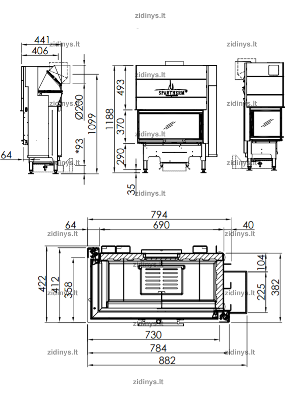 Židinio ugniakuras SPARTHERM Varia AS-2Lh-4S 1 Židinio ugniakuras SPARTHERM Varia AS-2Lh-4S 1