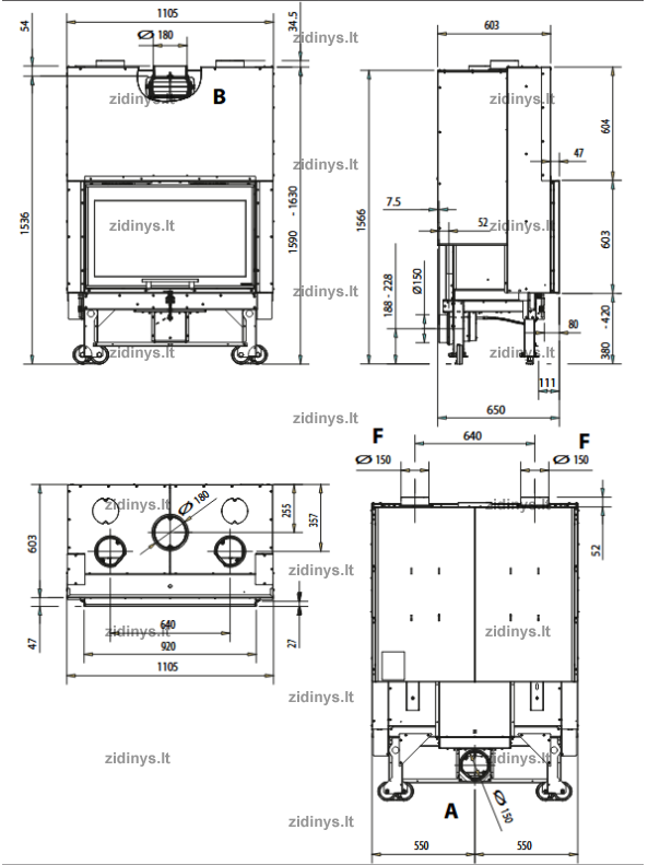 Židinys NORDICA Monoblocco 90 PA 2 Židinys NORDICA Monoblocco 90 PA 2
