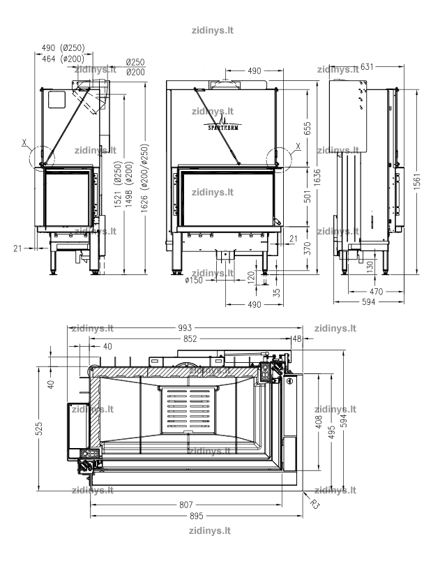 Židinio ugniakuras SPARTHERM Premium V-2R-80h ø 200 mm 1 Židinio ugniakuras SPARTHERM Premium V-2R-80h ø 200 mm 1